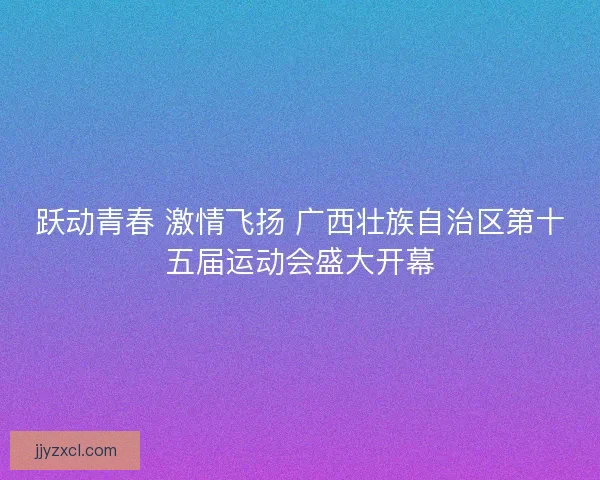 跃动青春 激情飞扬 广西壮族自治区第十五届运动会盛大开幕