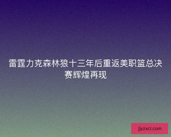 雷霆力克森林狼十三年后重返美职篮总决赛辉煌再现 雷霆力克森林狼十三年后重返美职篮总决赛辉煌再现