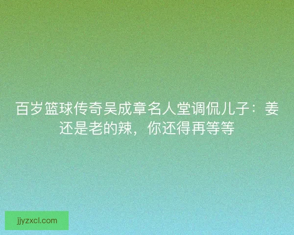 百岁篮球传奇吴成章名人堂调侃儿子：姜还是老的辣，你还得再等等