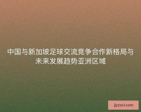中国与新加坡足球交流竞争合作新格局与未来发展趋势亚洲区域